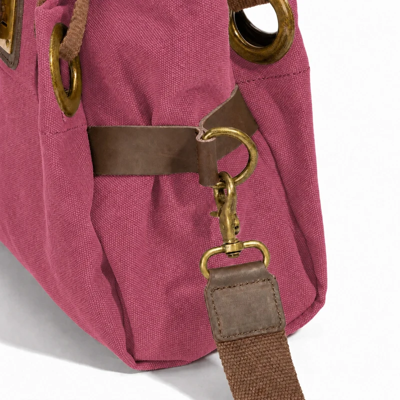 Sac porté épaule en cuir et toile PONT-DES-ARTS MINI Rouge bordeaux