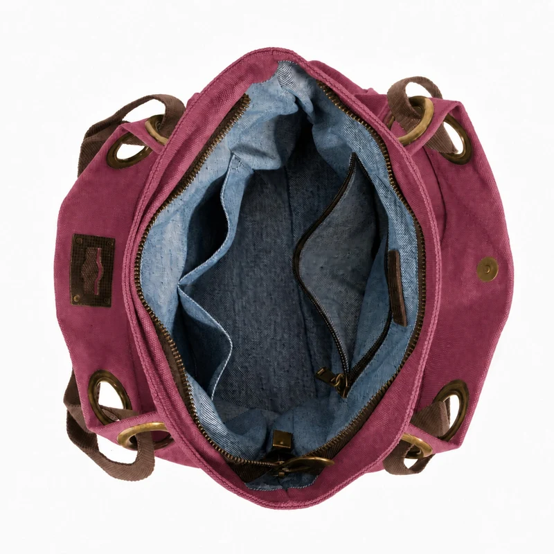Sac porté épaule en cuir et toile PONT-DES-ARTS MINI Rouge bordeaux