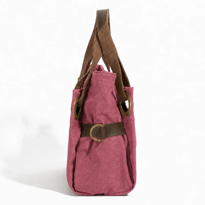 Sac porté épaule en cuir et toile PONT-DES-ARTS MINI Rouge bordeaux