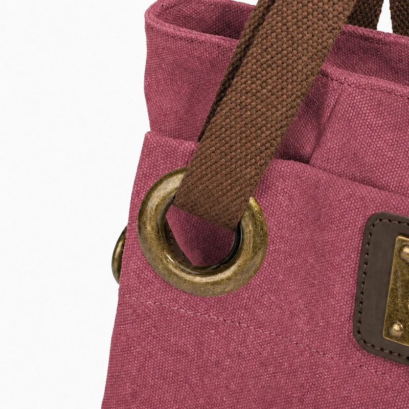 Sac porté épaule en cuir et toile PONT-DES-ARTS MINI Rouge bordeaux