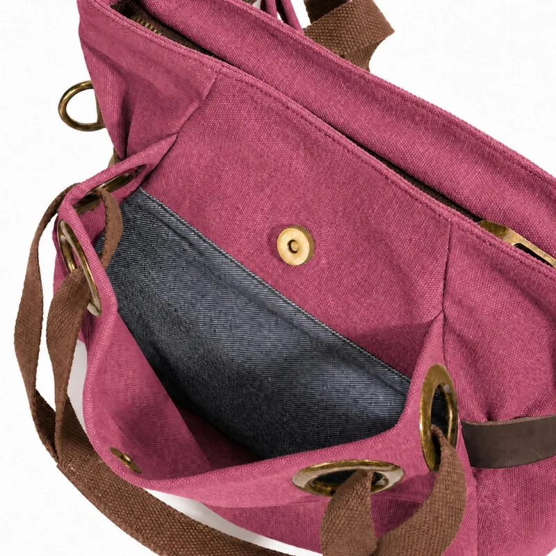 Sac porté épaule en cuir et toile PONT-DES-ARTS MINI Rouge bordeaux