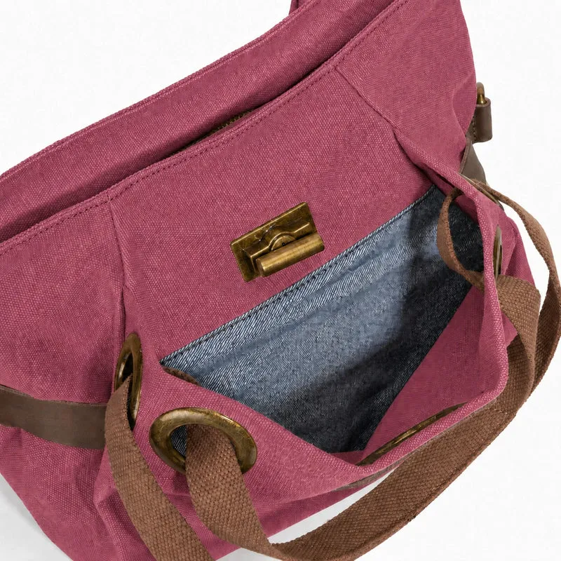 Sac porté épaule en cuir et toile PONT-DES-ARTS MINI Rouge bordeaux