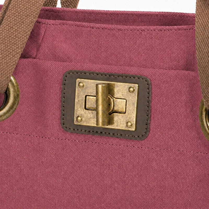 Sac porté épaule en cuir et toile PONT-DES-ARTS MINI Rouge bordeaux