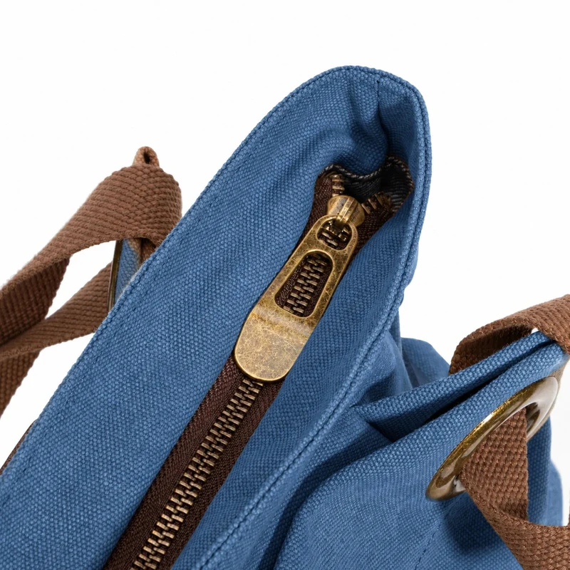 Sac porté épaule en cuir et toile PONT-DES-ARTS MINI Bleu denim