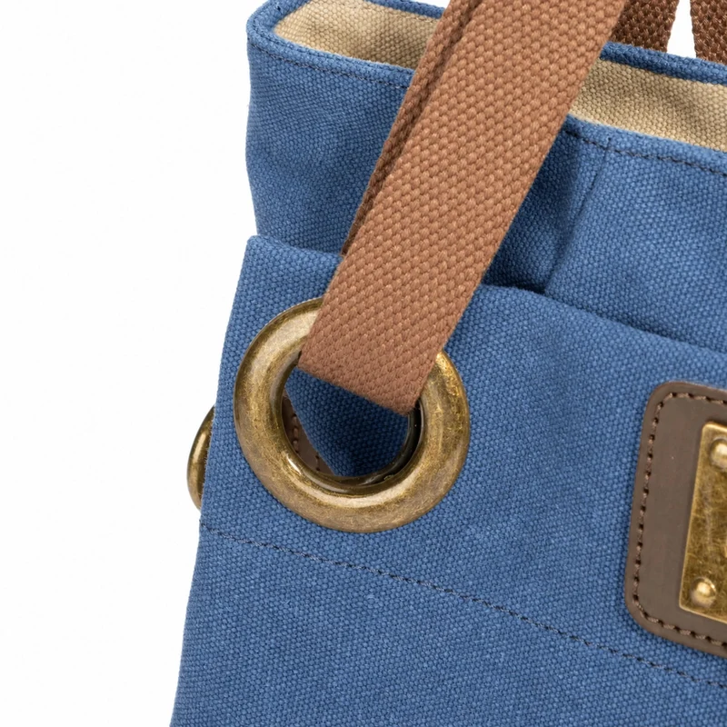 Sac porté épaule en cuir et toile PONT-DES-ARTS MINI Bleu denim