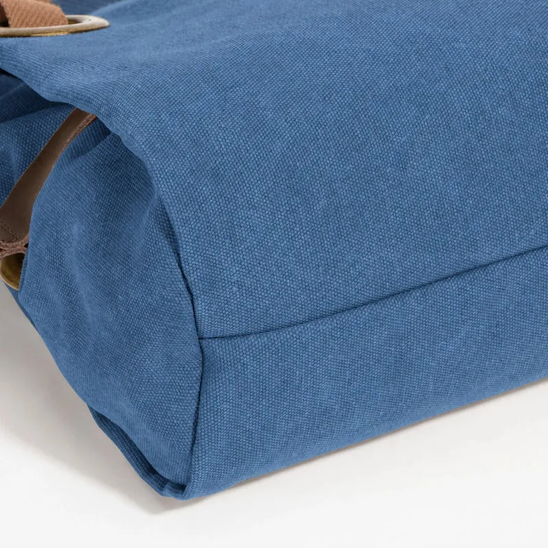 Sac porté épaule en cuir et toile PONT-DES-ARTS MINI Bleu denim