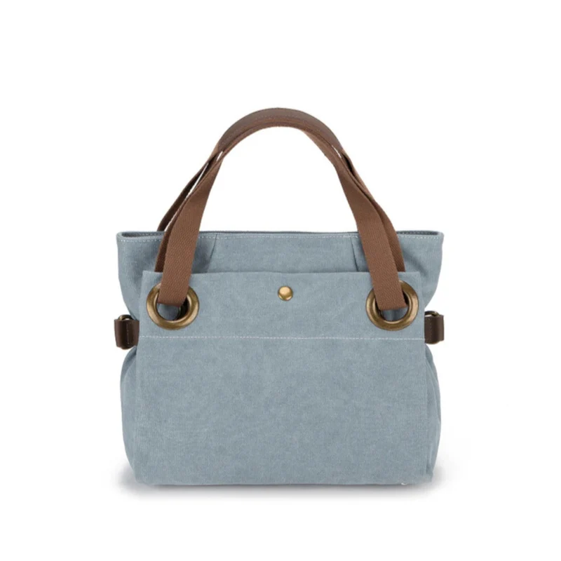 Sac porté épaule en cuir et toile PONT-DES-ARTS MINI Bleu gris