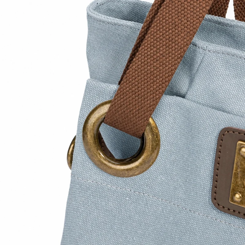 Sac porté épaule en cuir et toile PONT-DES-ARTS MINI Bleu gris