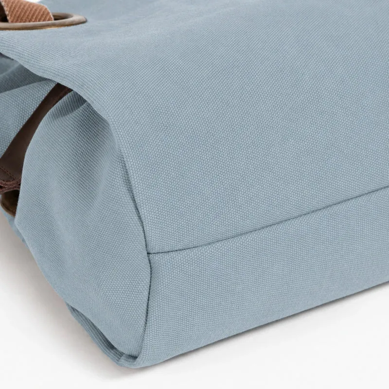 Sac porté épaule en cuir et toile PONT-DES-ARTS MINI Bleu gris