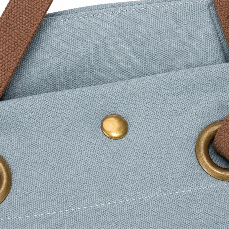 Sac porté épaule en cuir et toile PONT-DES-ARTS MINI Bleu gris