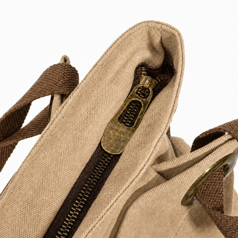 Sac porté épaule en cuir et toile PONT-DES-ARTS MINI Beige foncé