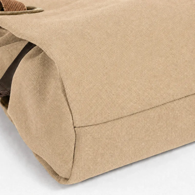 Sac porté épaule en cuir et toile PONT-DES-ARTS MINI Beige foncé