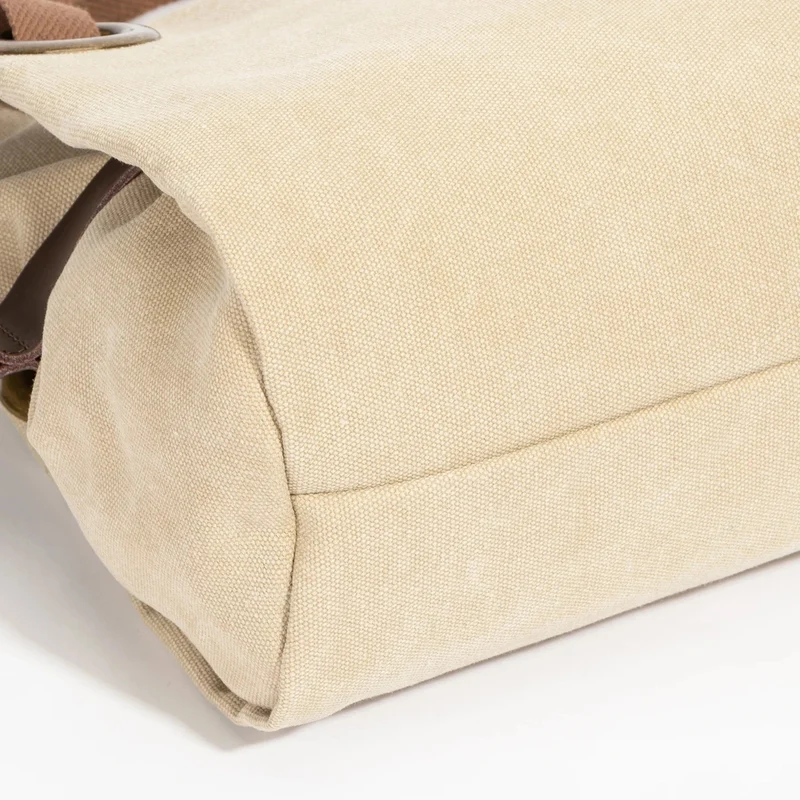 Sac porté épaule en cuir et toile PONT-DES-ARTS MINI Beige