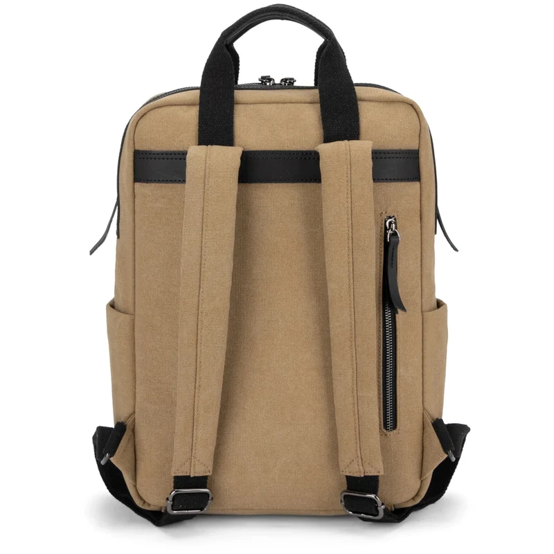 Sac à dos en toile et cuir DUGOMMIER Beige foncé