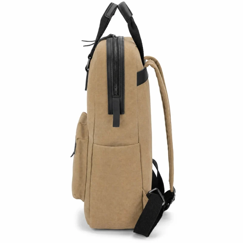 Sac à dos en toile et cuir DUGOMMIER Beige foncé