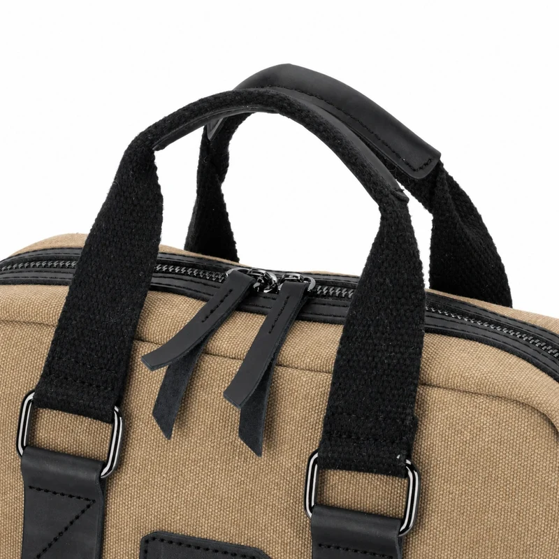 Sac à dos en toile et cuir DUGOMMIER Beige foncé
