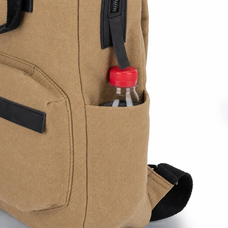 Sac à dos en toile et cuir DUGOMMIER Beige foncé