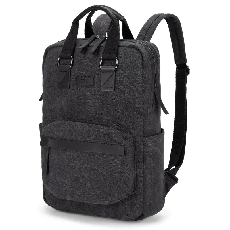 Sac à dos en toile et cuir DUGOMMIER Noir
