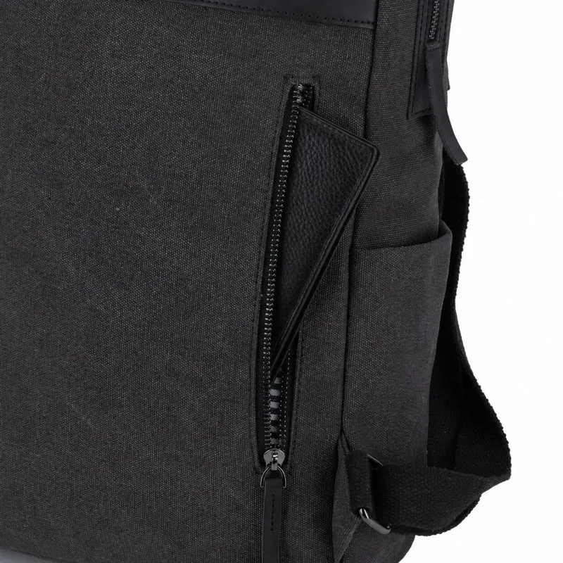 Sac à dos en toile et cuir DUGOMMIER Noir