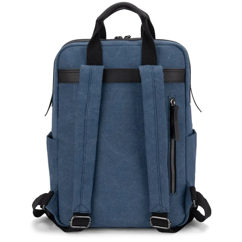 Sac à dos en toile et cuir DUGOMMIER Bleu denim