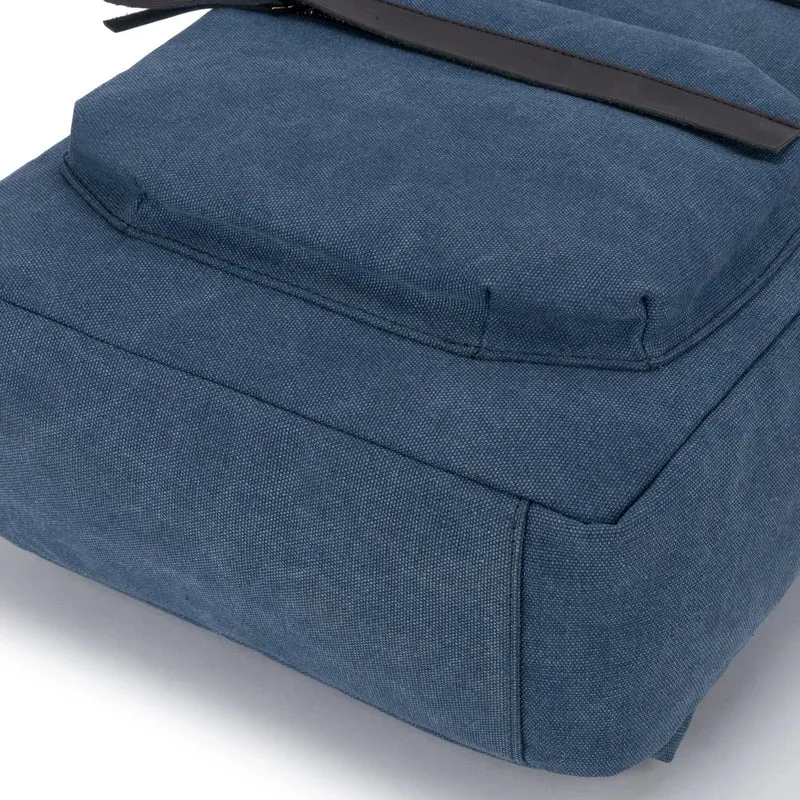 Sac à dos en toile et cuir DUGOMMIER Bleu denim