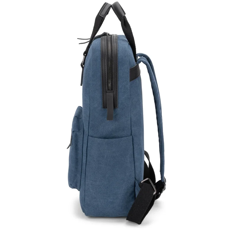 Sac à dos en toile et cuir DUGOMMIER Bleu denim