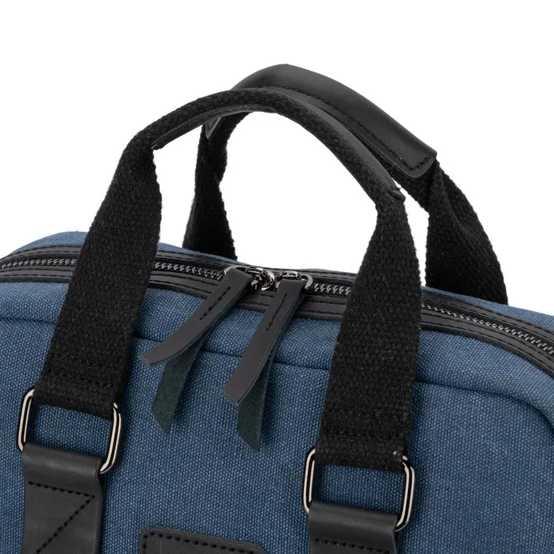 Sac à dos en toile et cuir DUGOMMIER Bleu denim