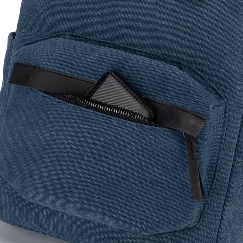 Sac à dos en toile et cuir DUGOMMIER Bleu denim