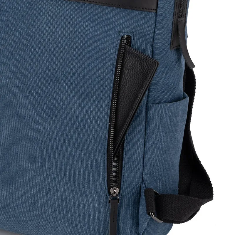Sac à dos en toile et cuir DUGOMMIER Bleu denim