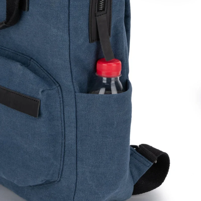 Sac à dos en toile et cuir DUGOMMIER Bleu denim