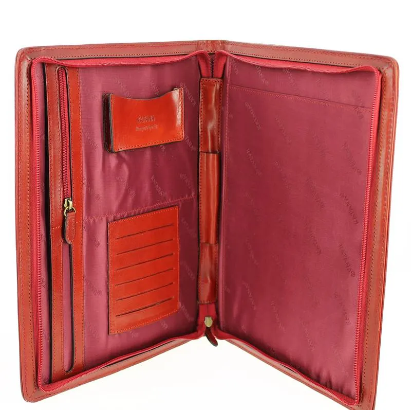Porte-document plat KATANA A4 en cuir - ROUGE