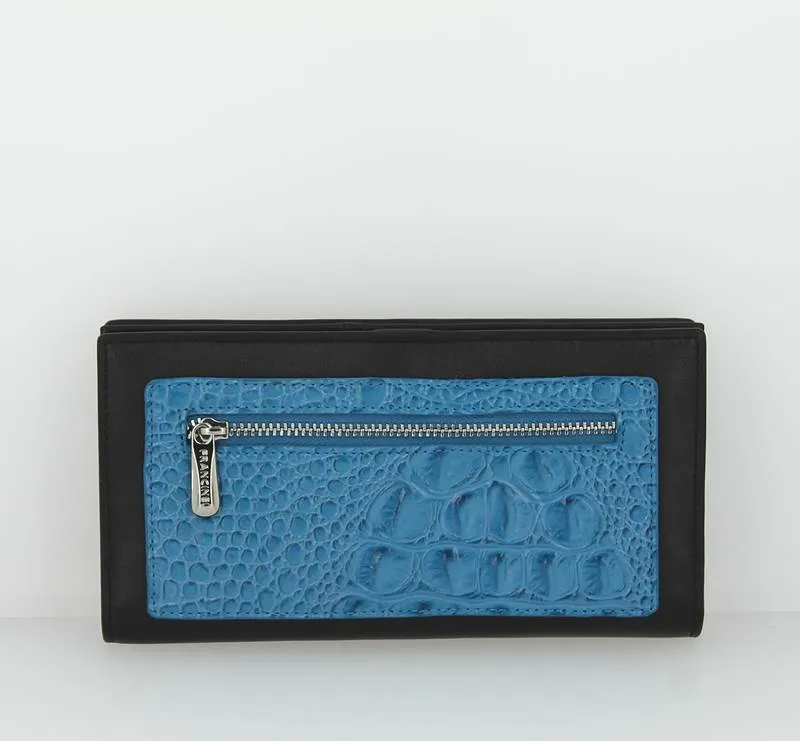 Grand portefeuille FRANCINEL Croco-Bleu