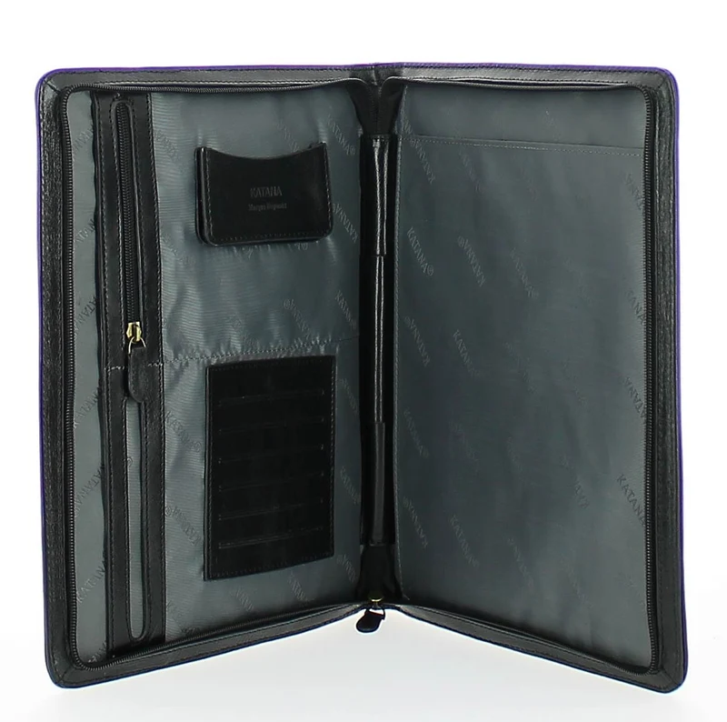 Porte-document plat KATANA A4 en cuir-Noir