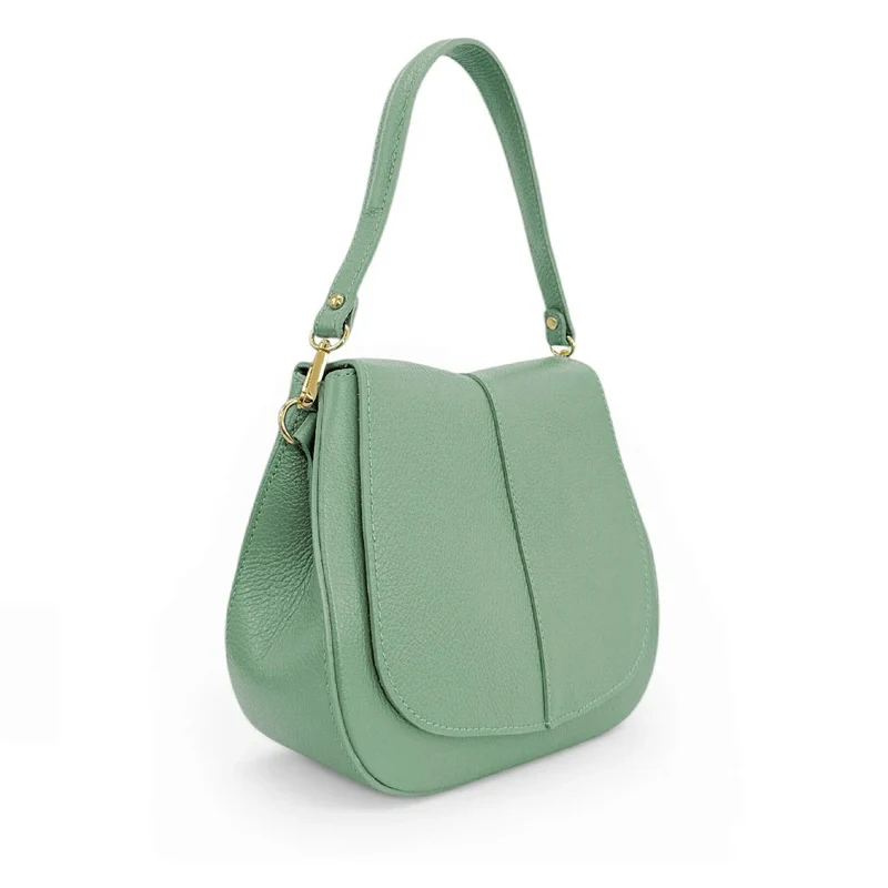 Sac à main en cuir grainé LOUIE Vert pastel