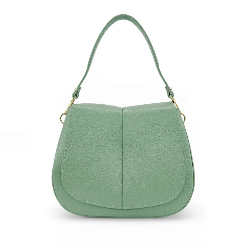 Sac à main en cuir grainé LOUIE Vert pastel