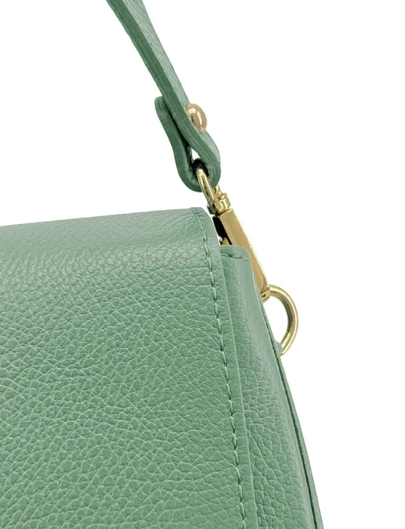 Sac à main en cuir grainé LOUIE Vert pastel