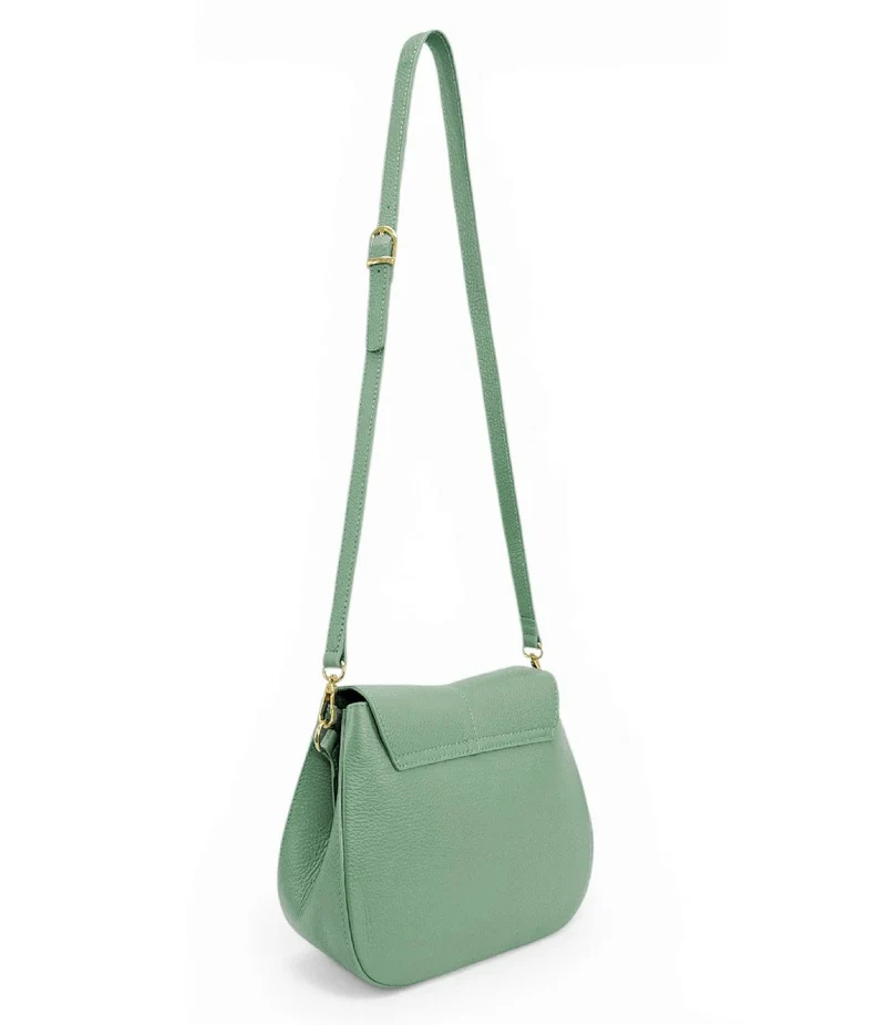 Sac à main en cuir grainé LOUIE Vert pastel