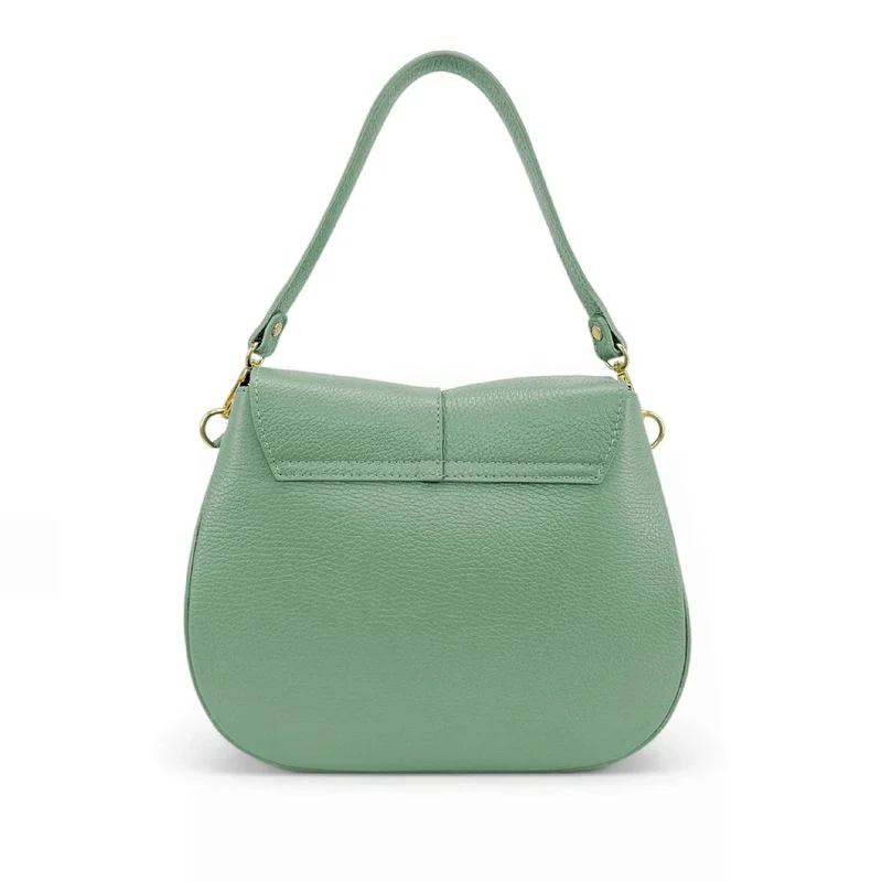 Sac à main en cuir grainé LOUIE Vert pastel