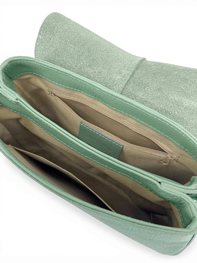 Sac à main en cuir grainé LOUIE Vert pastel