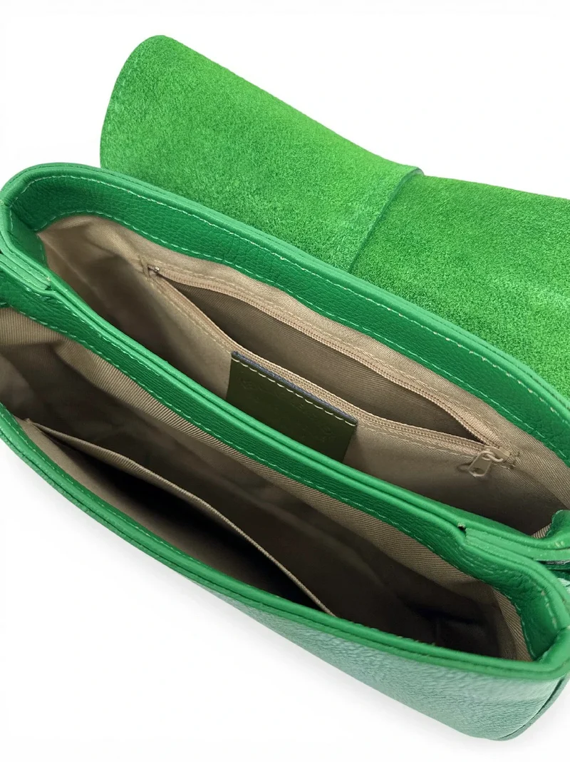 Sac à main en cuir grainé LOUIE Vert anglais