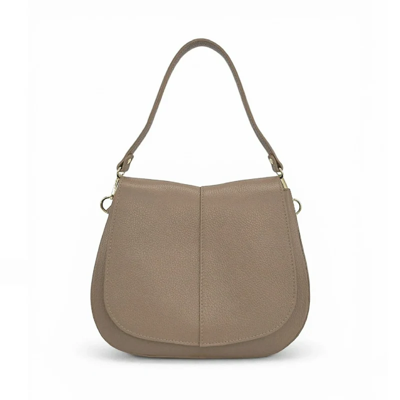 Sac à main en cuir grainé LOUIE Taupe foncé