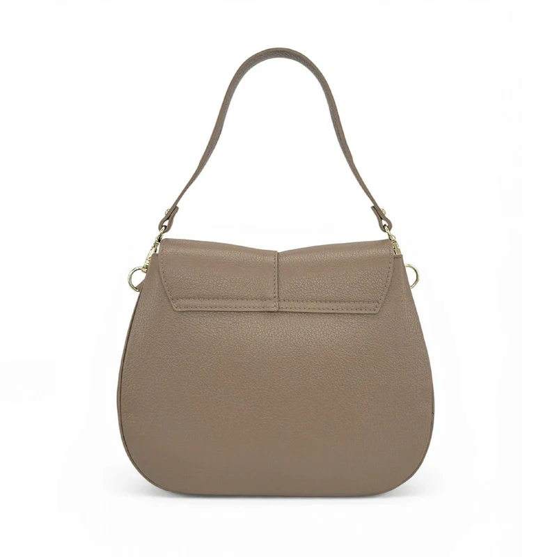 Sac à main en cuir grainé LOUIE Taupe foncé