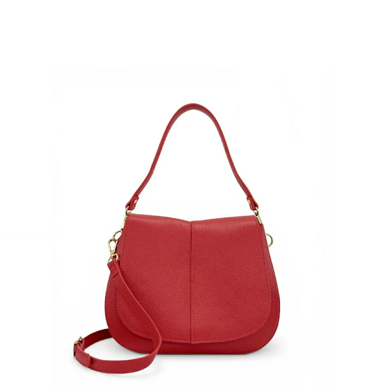 Sac à main en cuir grainé LOUIE Rouge garance