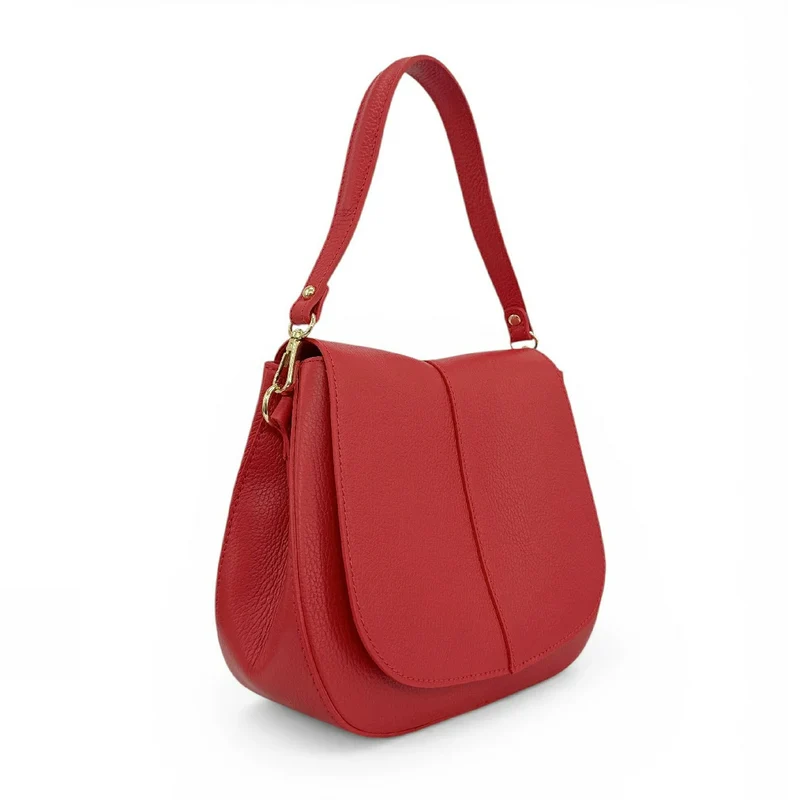 Sac à main en cuir grainé LOUIE Rouge garance