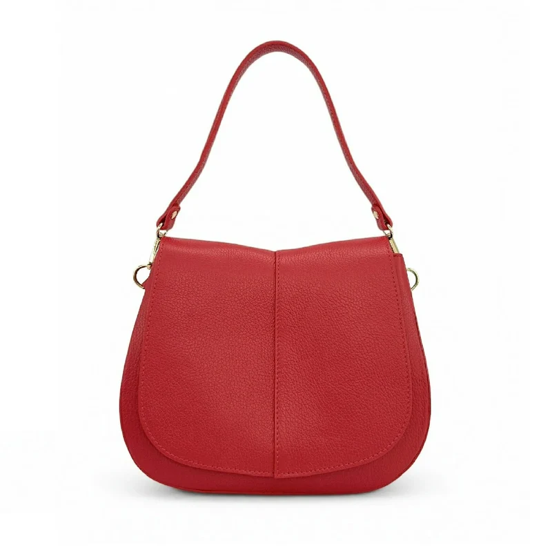 Sac à main en cuir grainé LOUIE Rouge garance