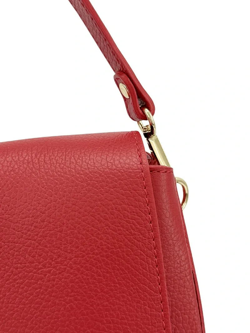 Sac à main en cuir grainé LOUIE Rouge garance