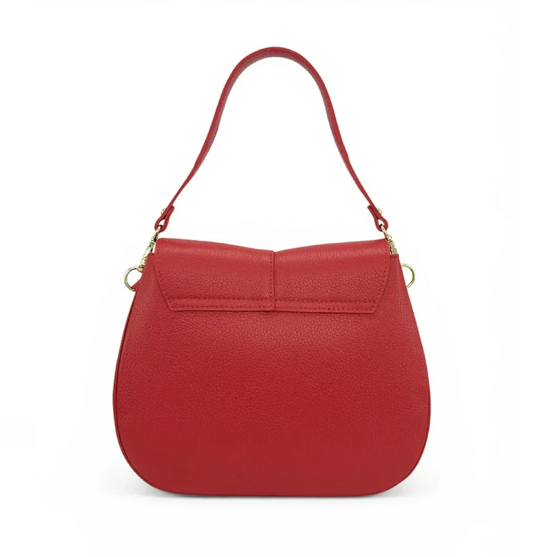 Sac à main en cuir grainé LOUIE Rouge garance