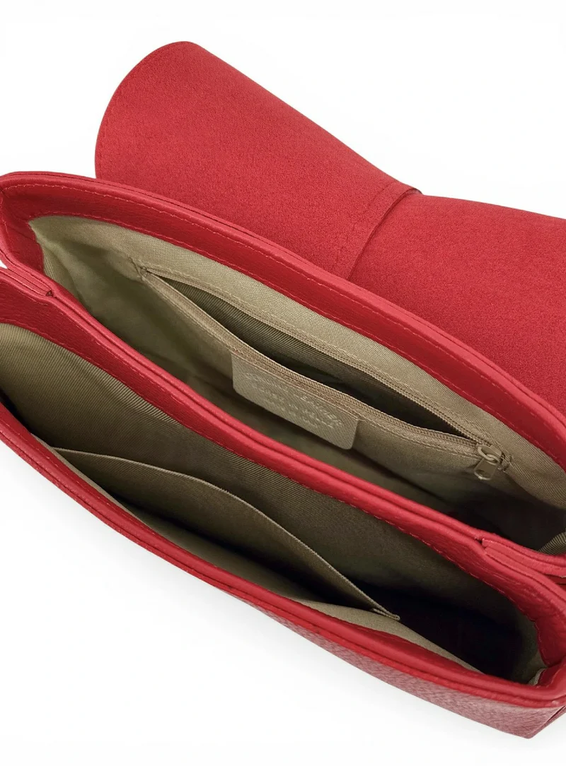 Sac à main en cuir grainé LOUIE Rouge garance