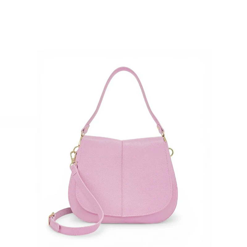 Sac à main en cuir grainé LOUIE Rose pastel