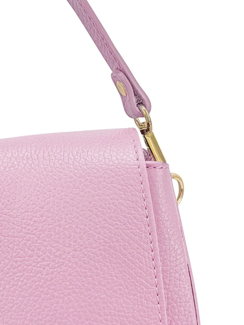 Sac à main en cuir grainé LOUIE Rose pastel